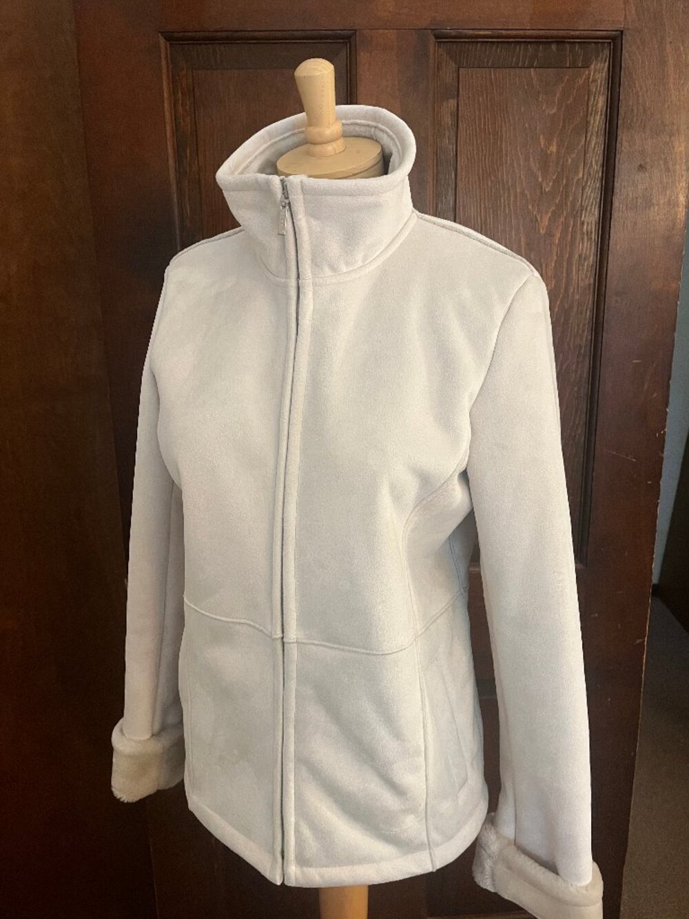 Esprit Outerwear  White Faux Shearling Zip Front Jacket, Women's  Size 8